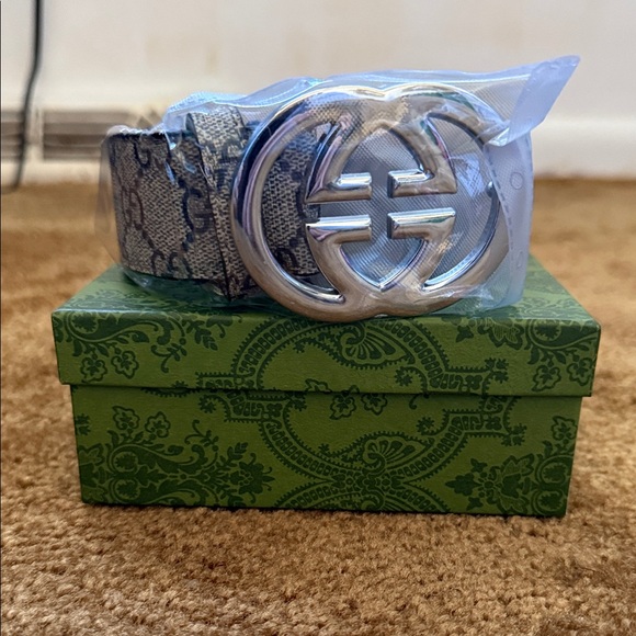 Gucci Other - Gucci Silver Buckle Belt with Patterned Strap